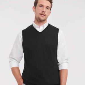 Russell Collection Sleeveless Cotton Acrylic V Neck Sweater