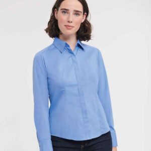Russell Collection Ladies Long Sleeve Fitted Poplin Shirt