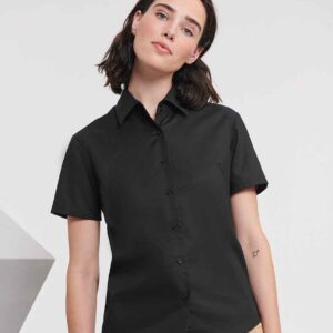 Russell Collection Ladies Short Sleeve Easy Care Oxford Shirt