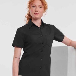 Russell Collection Ladies Short Sleeve Easy Care Poplin Shirt