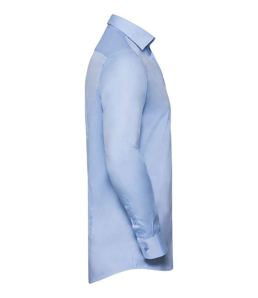 Russell Collection Long Sleeve Contrast Herringbone Shirt - Image 7