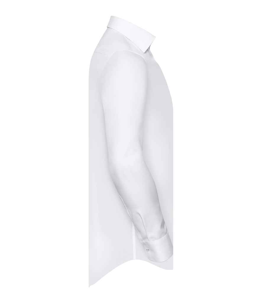 Russell Collection Long Sleeve Contrast Herringbone Shirt - Image 6