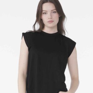 Bella Ladies Flowy Rolled Cuff Muscle T-Shirt