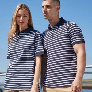 Front Row Striped Jersey Polo Shirt