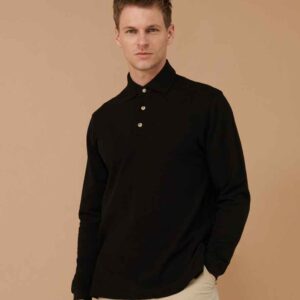 Henbury Long Sleeve Cotton Piqué Polo Shirt