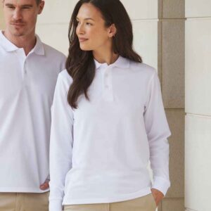Henbury Unisex Long Sleeve Coolplus® Piqué Polo Shirt