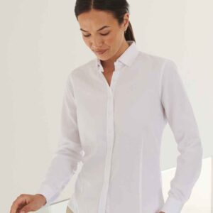 Henbury Ladies Long Sleeved Cotton Feel Coolplus® Shirt