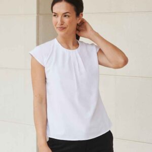 Henbury Ladies Pleat Front Short Sleeve Blouse