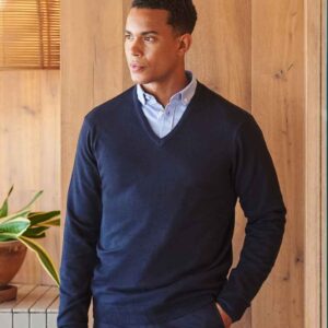 Henbury Lightweight Cotton Acrylic V Neck Sweater