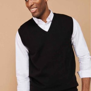 Henbury Lightweight Sleeveless Cotton Acrylic V Neck Sweater