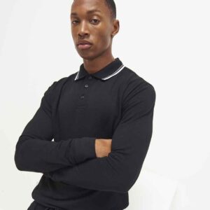 AWDis Long Sleeve Tipped 100 Polo Shirt