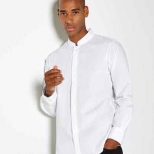 Kustom Kit Long Sleeve Tailored Mandarin Collar Shirt