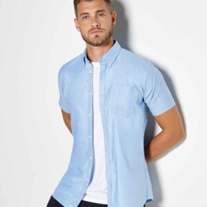 Kustom Kit Short Sleeve Slim Fit Oxford Shirt