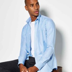 Kustom Kit Long Sleeve Slim Fit Workwear Oxford Shirt