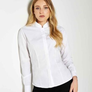 Kustom Kit Ladies Long Sleeve Tailored Mandarin Collar Shirt