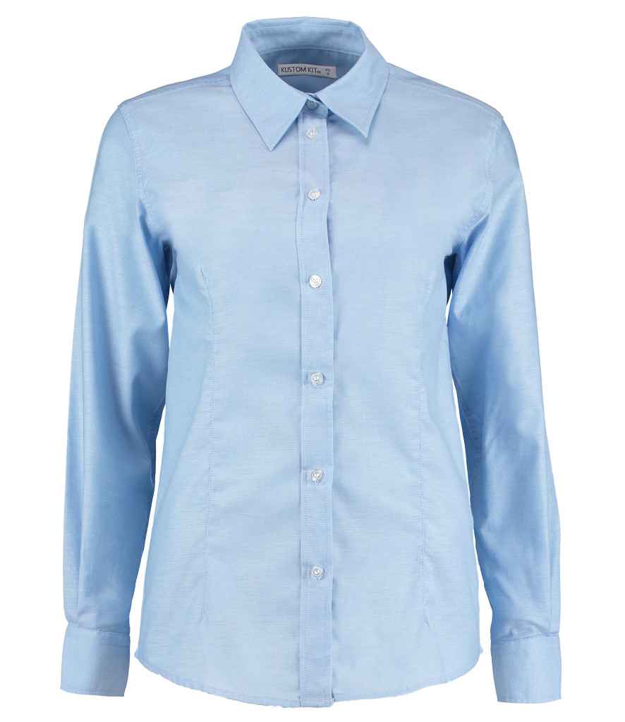 Kustom Kit Ladies Long Sleeve Tailored Workwear Oxford Shirt - Image 4