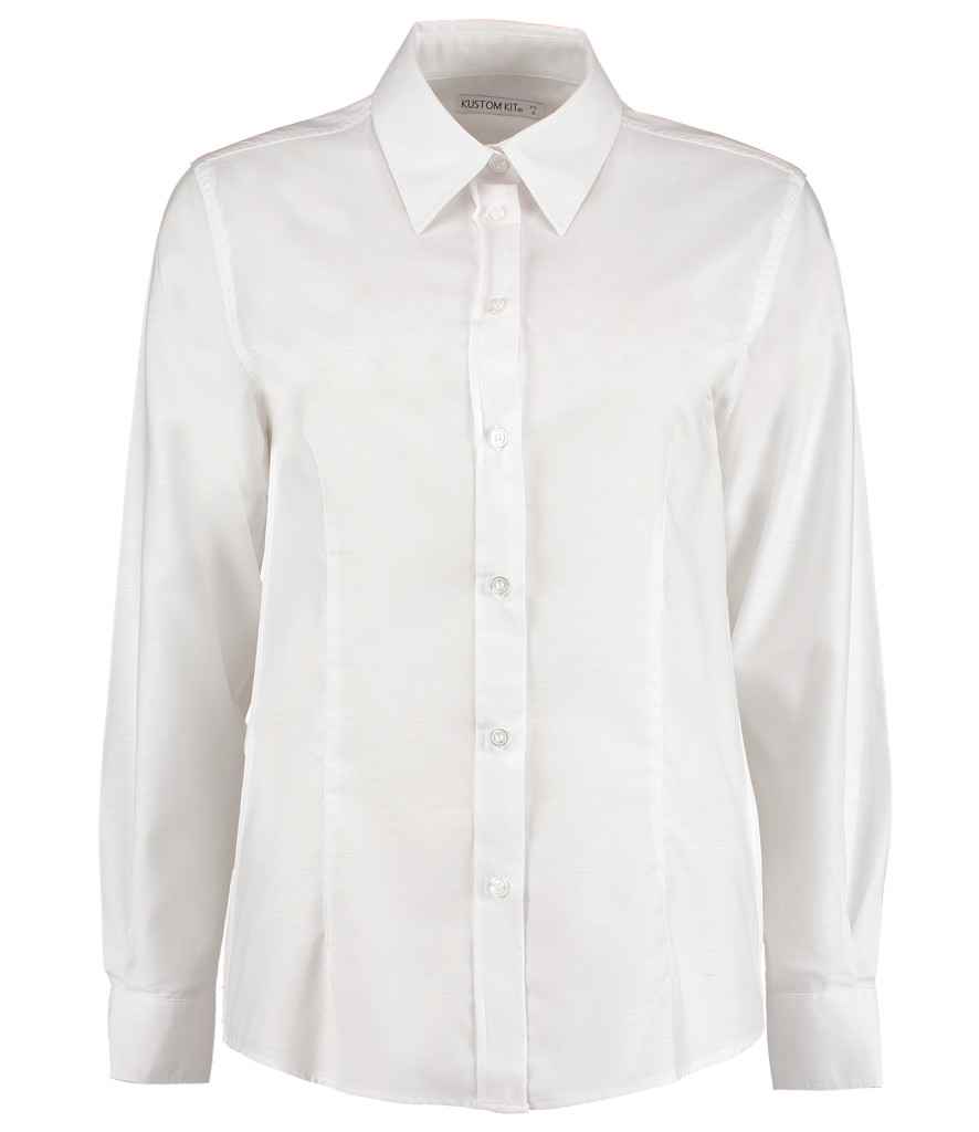 Kustom Kit Ladies Long Sleeve Tailored Workwear Oxford Shirt - Image 3