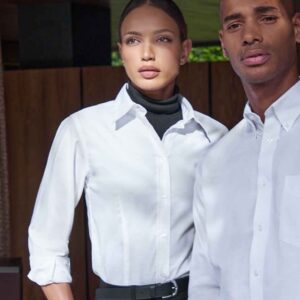 Kustom Kit Ladies Long Sleeve Tailored Workwear Oxford Shirt