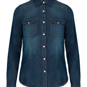 Kariban Ladies Long Sleeve Denim Shirt