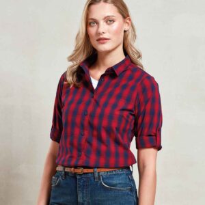 Premier Ladies Mulligan Check Long Sleeve Shirt