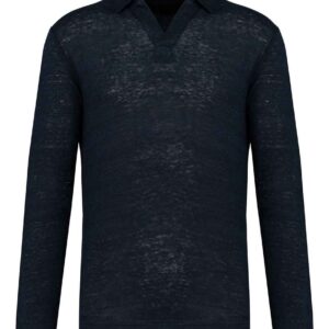 Spasso Long Sleeve Linen Polo Shirt