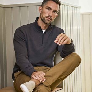 Tee Jays Ribbed Interlock Half Zip Sweatshirt