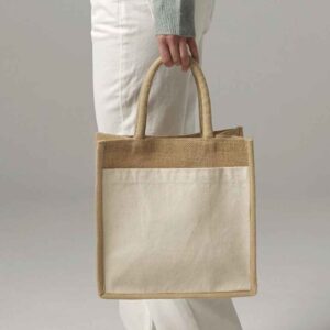 Westford Mill Cotton Pocket Natural Starched Jute Midi Tote Bag
