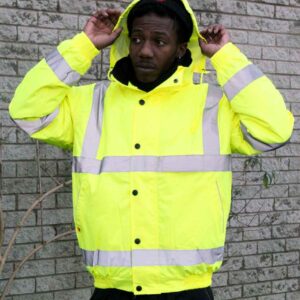 Warrior Hi-Vis Fleece Lined Bomber Jacket