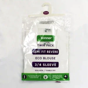 Twin Pack Semi Fit Revere 3/4 Sleeve School Shirts